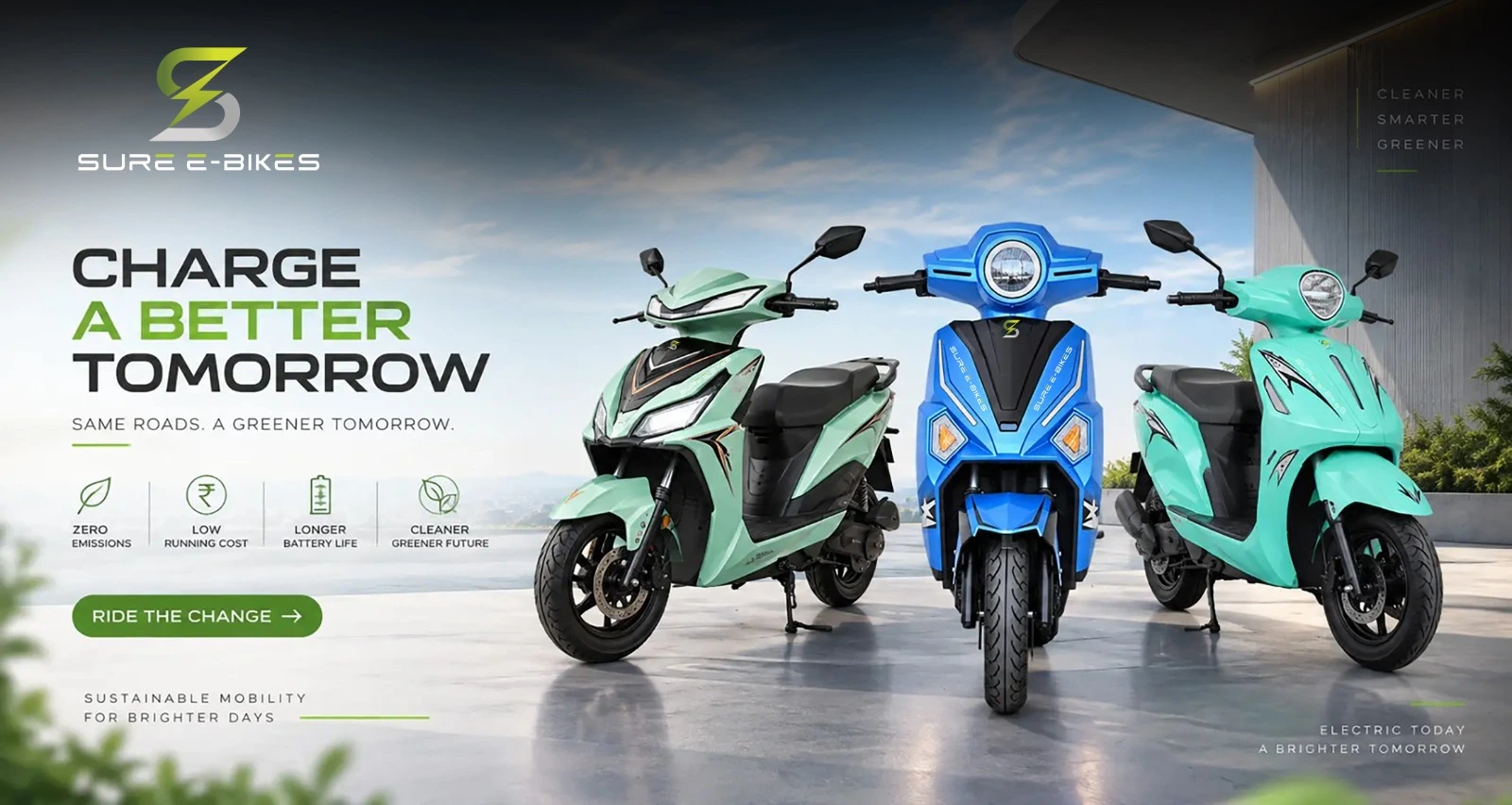 Sure E Bikes electric scooter banner